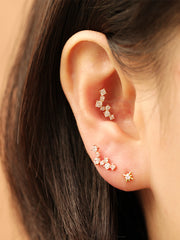 14K gold constellation cartilage earring 20g