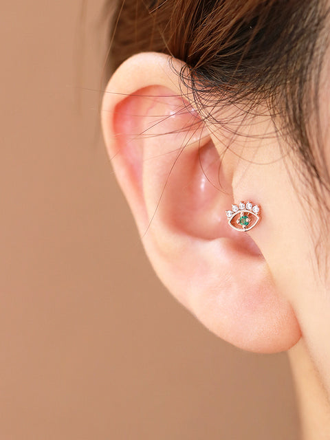 14K Gold Evileye Cubic Cartilage Earring 18G16G