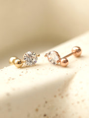 14K Gold Point Cubic Mini Ball Cartilage Earring 20G18G16G