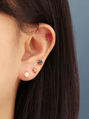 14K Gold Rose Cut Cubic Cartilage Earring 20G18G