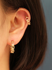 14K gold Bold Chain Cutting cartilage Hoop earring