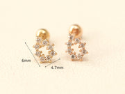 14K Gold Cubic Tear Drop Cartilage Earring 20G18G16G