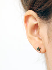 14K Gold Cactus Cubic Cartilage Earring 18G16G