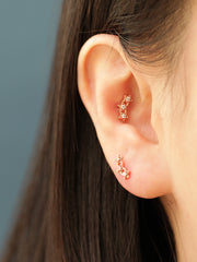 14K Gold Antique Triple Star Cartilage Earring 20G18G