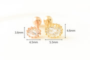 14K gold Round Cubic cartilage earring 20g