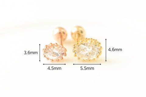 14K gold Round Cubic cartilage earring 20g