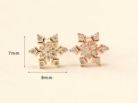 14K Gold Snowflake Cartilage Earring 20G