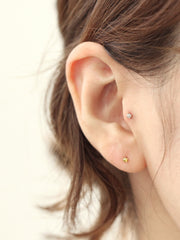 14K Gold Rough Diamond Cartilage Earring 2mm 18G16G