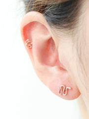 14K Gold Snake Cartilage Earring 18G16G