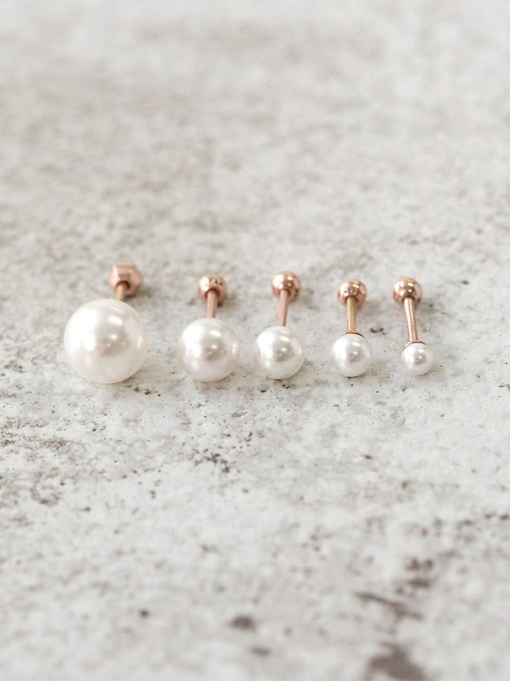 14K Gold Pearl Cartilage Earring 18G