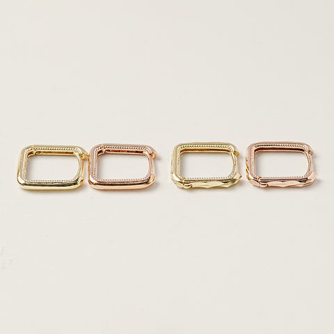 14K 18K Round Square Cartilage Hoop Earring