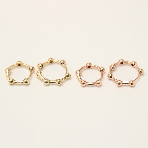 14K 18K Gold Line Balls Cartilage Hoop Earring