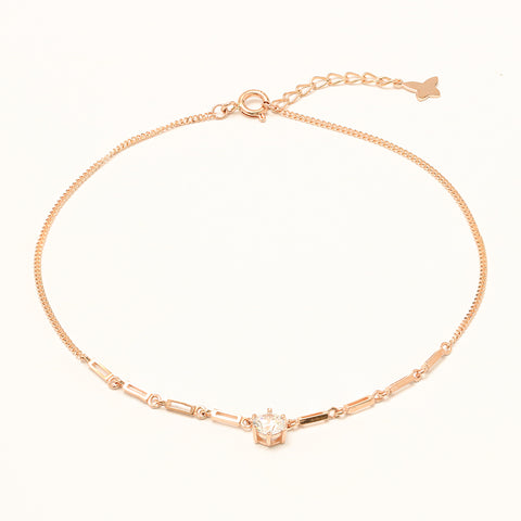 14K 18K Gold Crown Crystal Cubic Chain Anklet