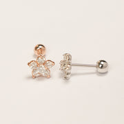 14K Gold Moissanite Flower Cartilage Earring 20G18G16G