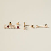14K Gold Love Cubic Set Cartilage Earring 20G18G16G
