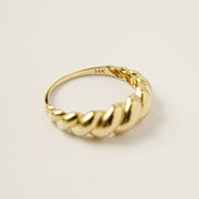 14K 18K Gold Hallow Croissant Ring