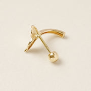 14K Gold Whale Tale Cartilage Earring 20G18G16G