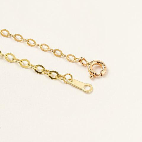 14K Gold Simple Flat Cable Chain Bracelet Anklet