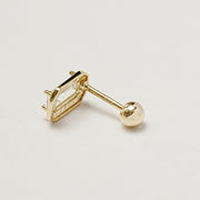 14K Gold Antique Baguette Cubic Cartilage Earring 20G18G16G