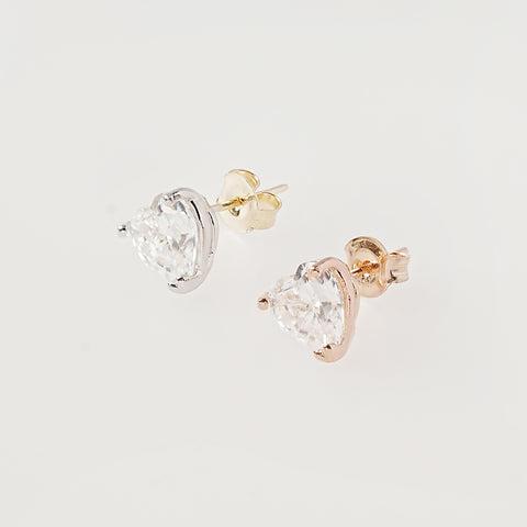 14K Gold Moissanite Glory Heart Stud Earring