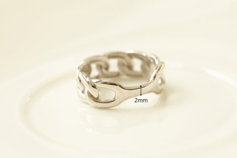 925 silver Bold Chain Ring