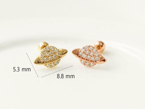 14K Gold Spaceship Cartilage Earring 20G