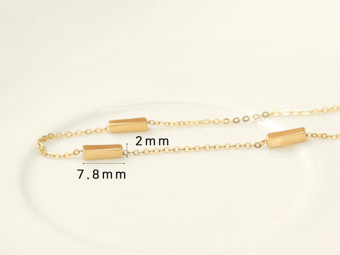 14K 18K Gold Volume Square Stick Anklet Bracelet