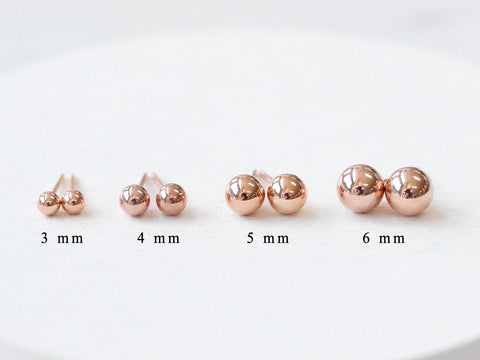 14K Gold Ball stud earring 3mm,4mm,5mm,6mm