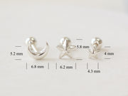 925 silver Moon & star cartilage earring 16g