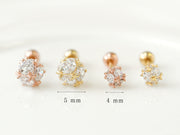 14K gold Crystal Cubic Ball cartilage rook earring 20g