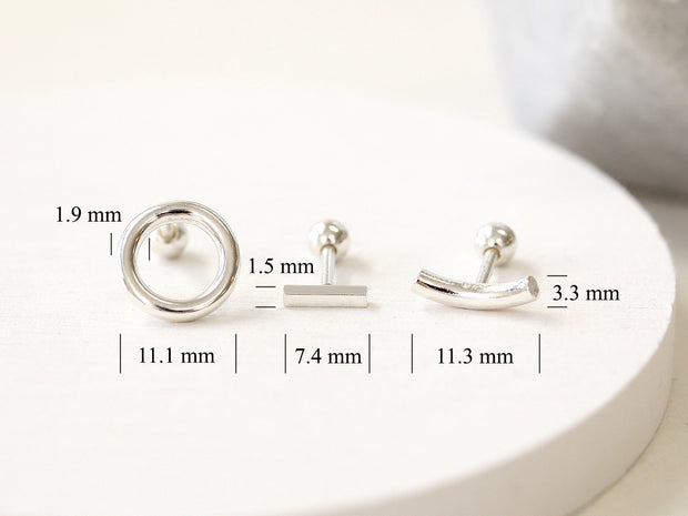 925 Sterling silver Open Circle cartilage earring