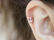 14K gold Mom & Baby Owl Cartilage Earring 18g16g