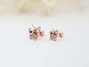 14K gold Mom & Baby Owl Cartilage Earring 18g16g