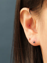 14K Gold Rose Cut Cubic Cartilage Earring 20G18G16G