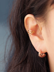 14K Gold 4 Line Cartilage Earring 20G