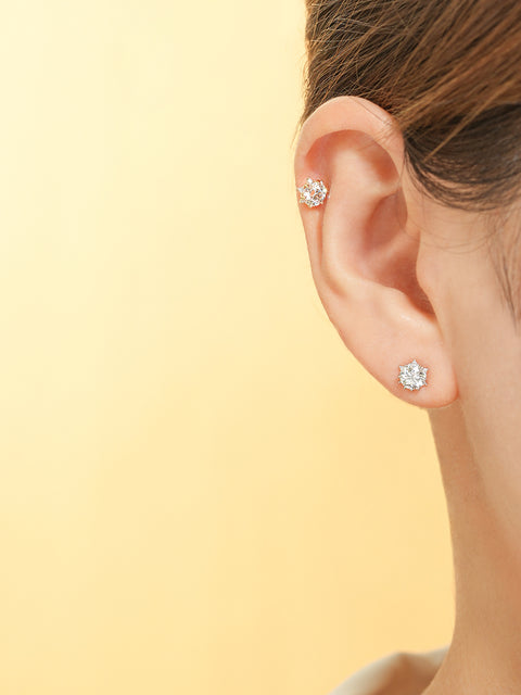 14K Gold Moissanite blossom Cartilage Earring 20G18G16G
