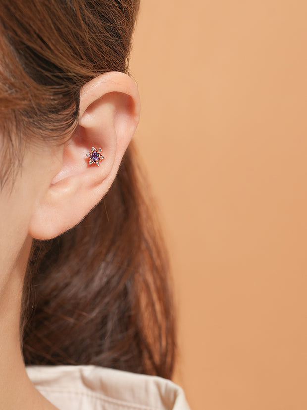 14K Gold Star Light Cubic  Cartilage Earring 18G16G