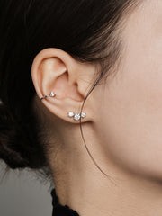 14K Gold Moissanite Crown Triple Cartilage Earring 20G18G16G