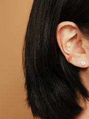 14K Gold Enamel Flower Cartilage Earring 20G18G16G