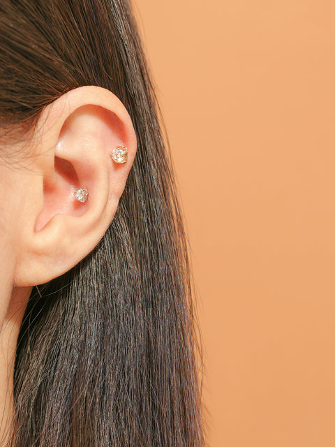 14K Gold Moissanite Tulip Cartilage Earring 20G18G16G