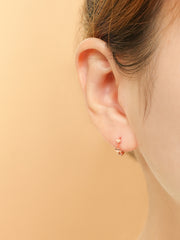 14K 18K Heart dot Cartilage Hoop Earring
