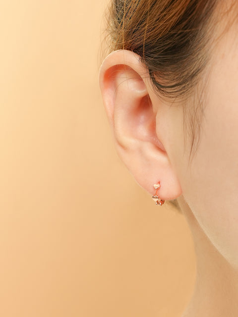 14K 18K Heart dot Cartilage Hoop Earring