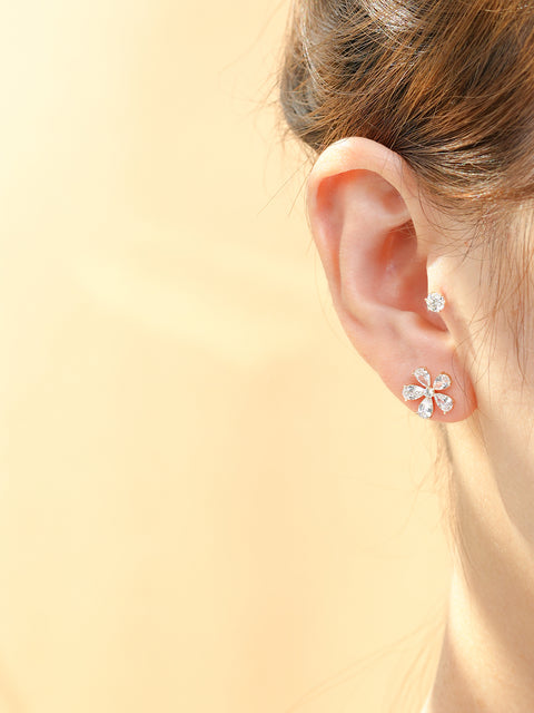 14K Gold Big Cubic Flower Cartilage Earring 20G18G16G