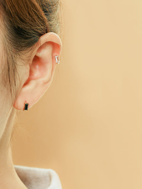 14K 18K Gold Color Baguette Cartilage Hoop Earring