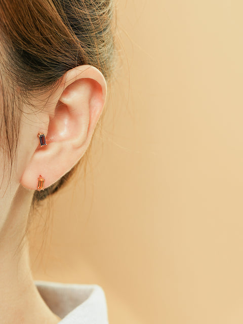 14K 18K Gold Color Baguette Cartilage Hoop Earring