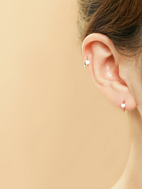 14K 18K Gold Opal Cartilage Hoop Earring