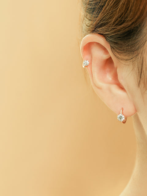 14K 18K Gold Moissanite Cartilage Hoop Earring