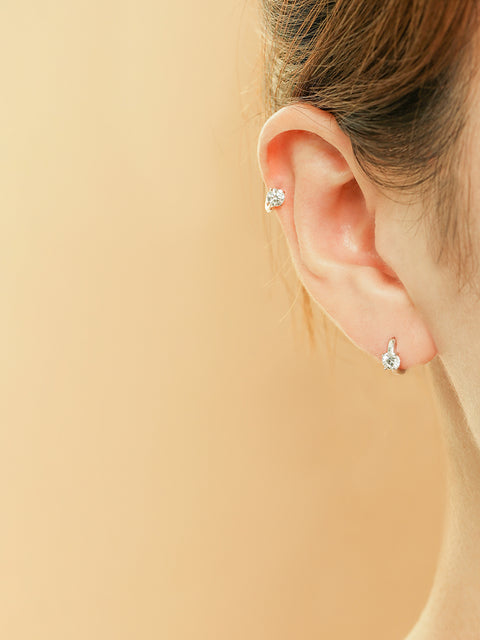 14K 18K Gold Moissanite Cartilage Hoop Earring