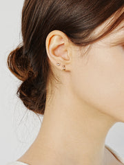 14K Gold Mini Leaf Drop Cartilage Earring 20G