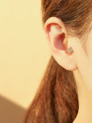 14K 18K Gold Crystal Square Cubic Cartilage Hoop Earring